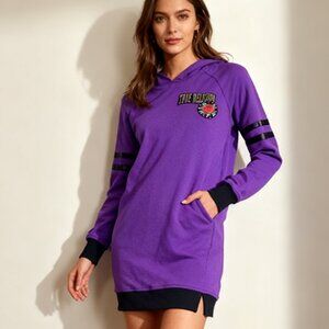 True Religion Purple Hoodie Dress Sweatshirt Size M Black Trim